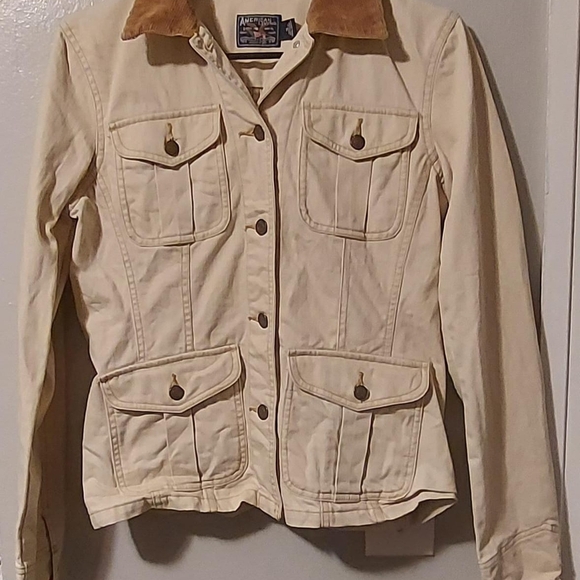 American Living Jackets & Blazers - American Living Cream and Brown Utility Jacket Tailored Fit